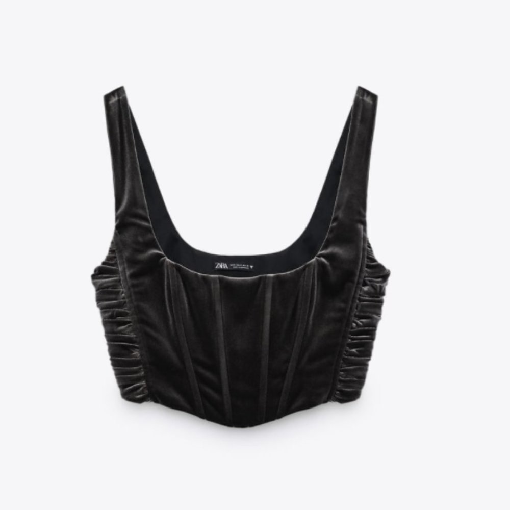 ZARA VELVET CORSET TOP NEW!